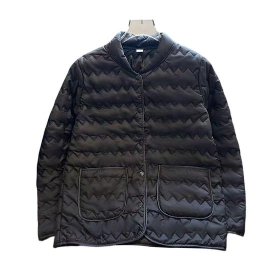 Women's Quilted Down Jacket Lightweight Long Sleeve Puffer Coat Button Down Winter Outerwear with Pockets