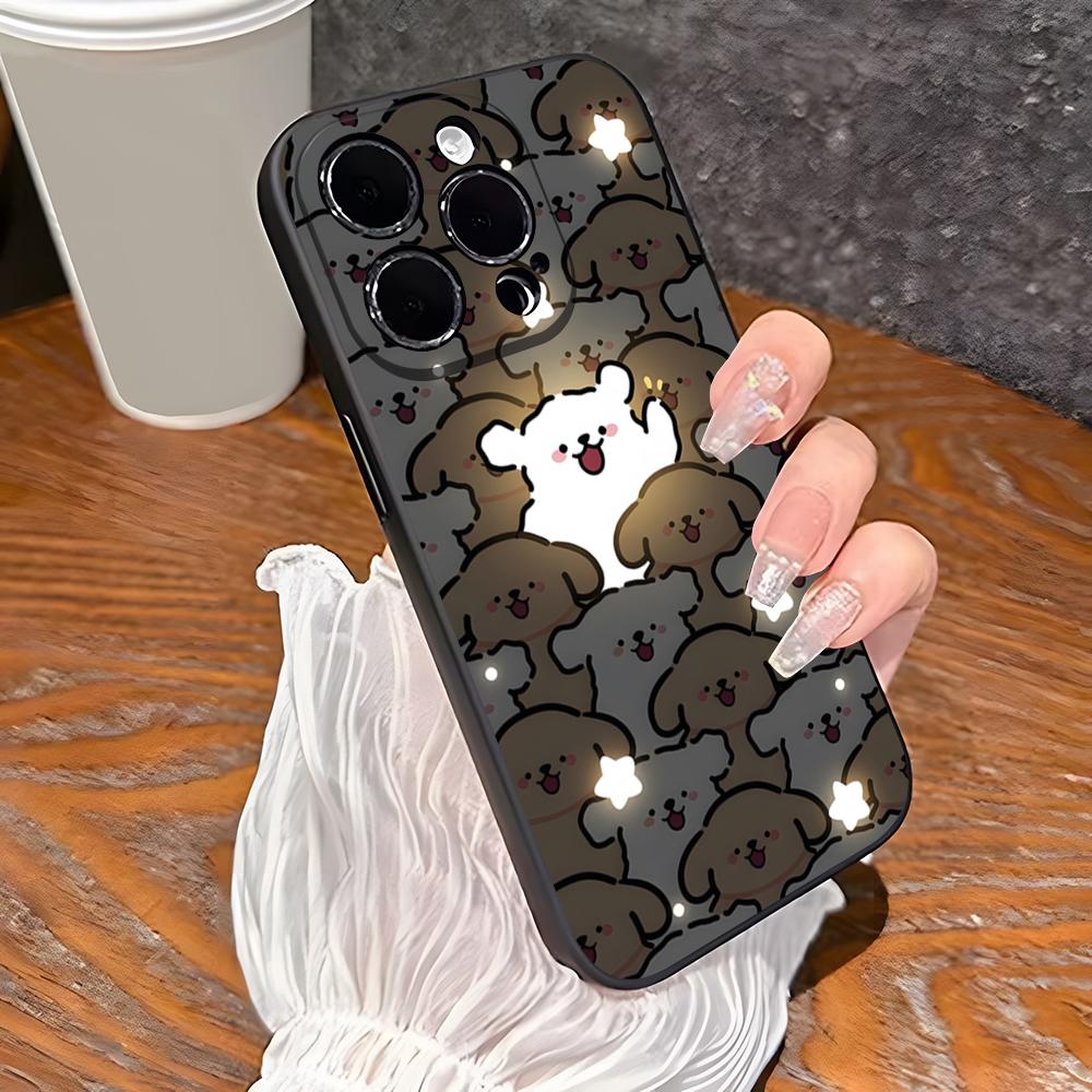 Korea Line Puppy Maltese Phone Case For 15 Pro Max Iphone 14 Pro Max 12 15 Plus 13 Pro 11 Xr X Xs 8 7 Plus Silicone Back Cover
