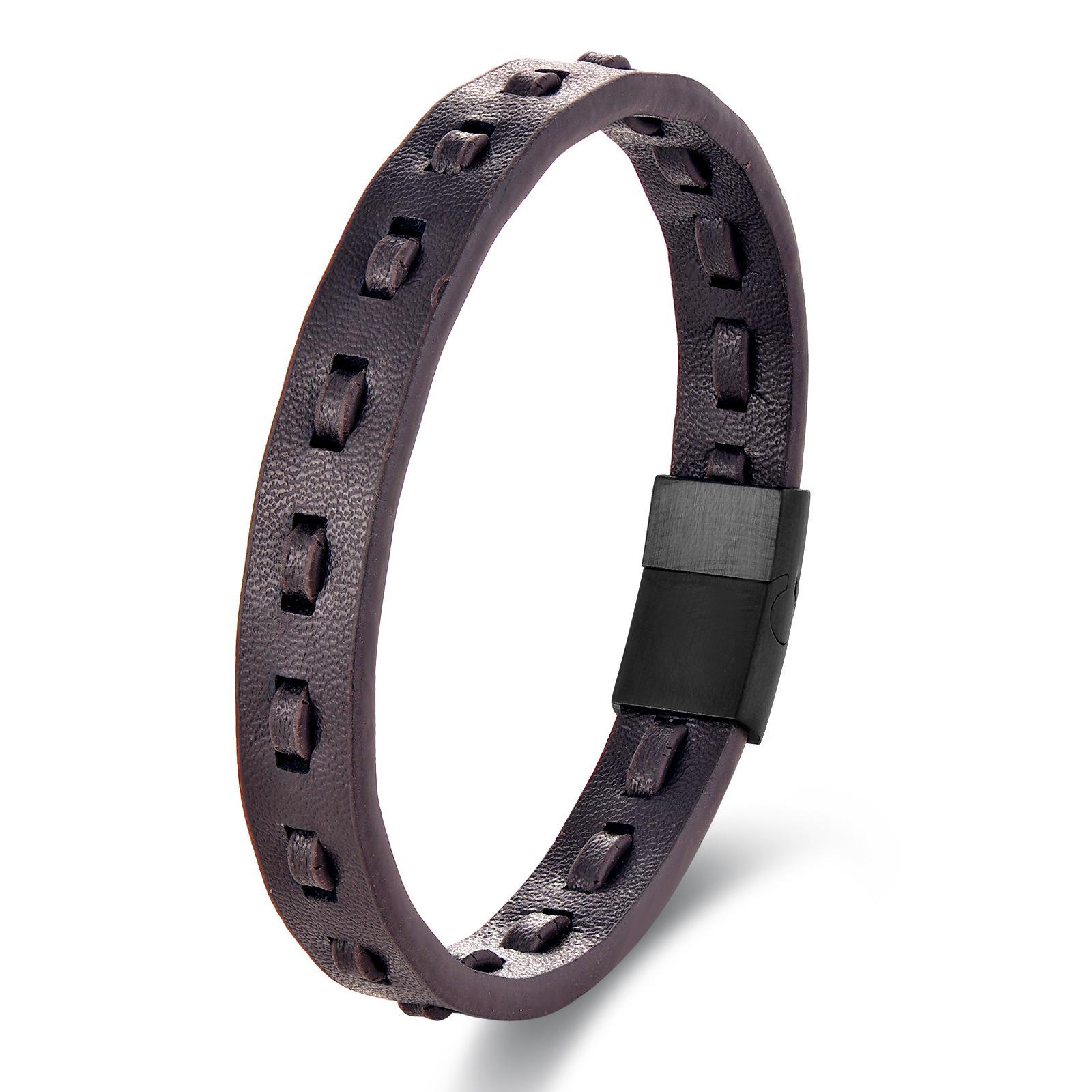 Черный кожаный шнур коровья кожа мужской двойной кожаный плетеный браслет ручной работы многослойный кожаный браслет 2026 21CM