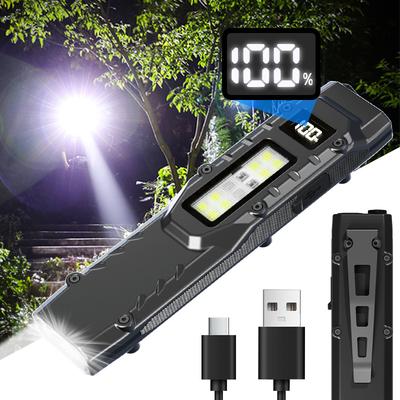 Lampe de poche portable, 800 lumens Lampe de poche tactique rechargeable USB, Lampe de poche IPX4 Étanche LED COB Lampe de travail pour le camping