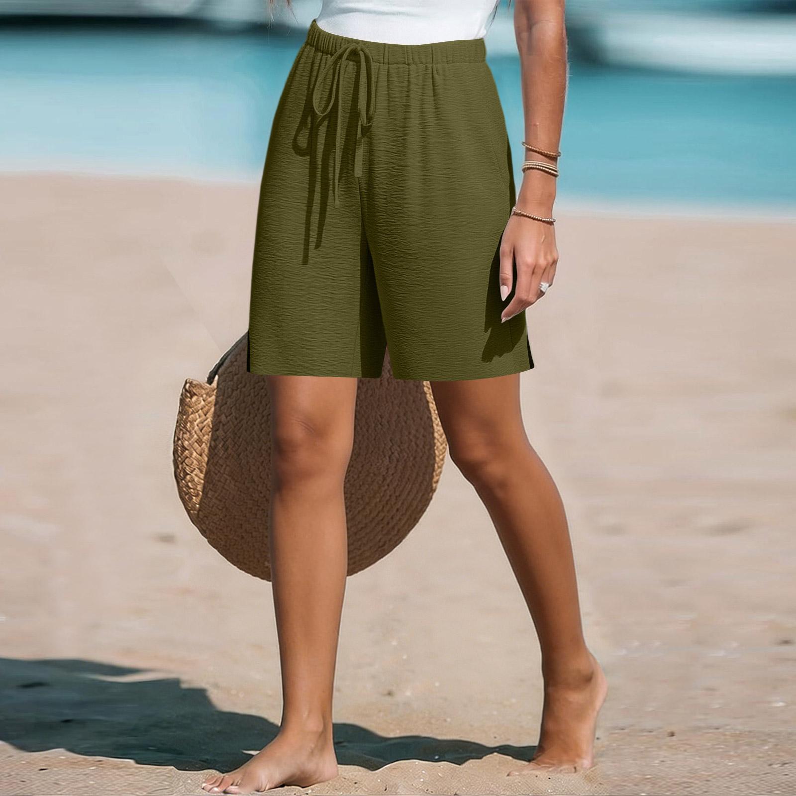 Women s Loose  Straight Drawstring Pocket Casual Shorts S