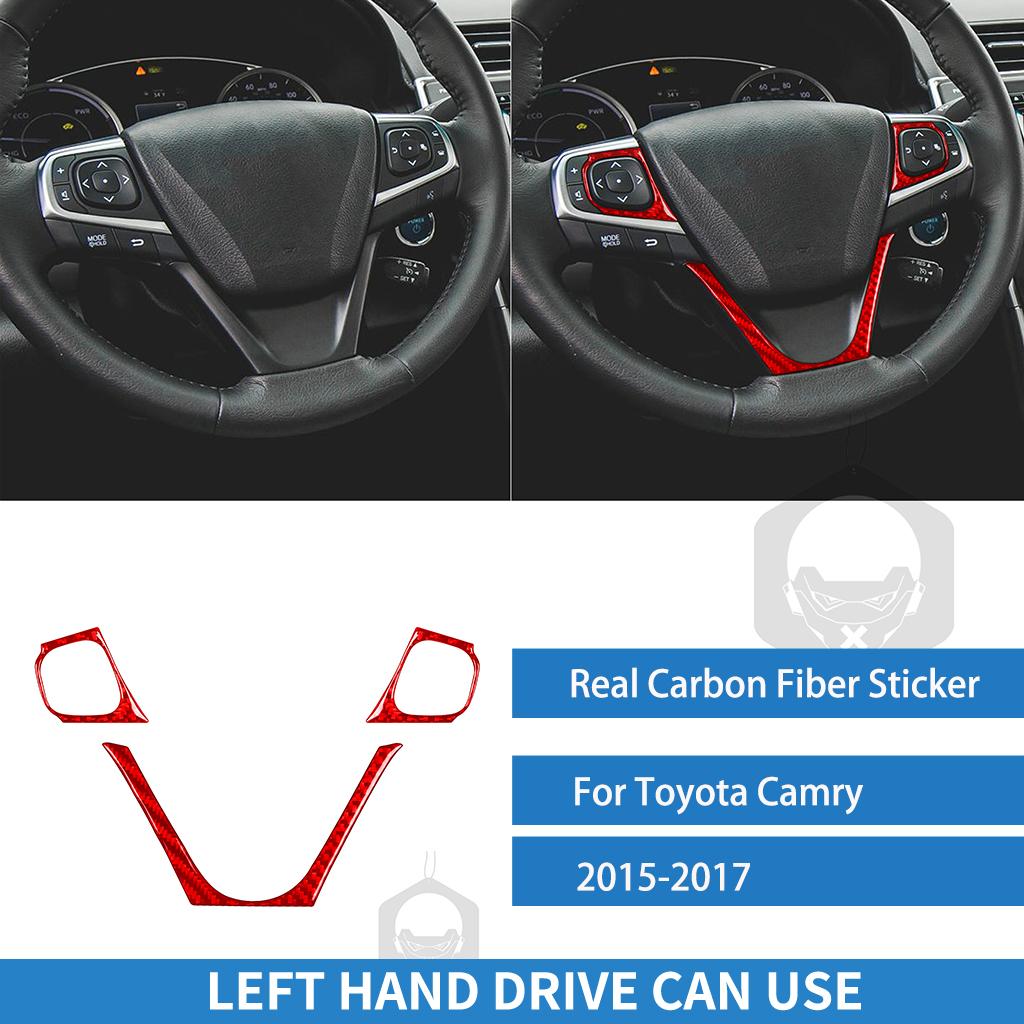 For Toyota Camry 2015 2016 2017 Frame Set Trim Cover Real Carbon Fiber Sticker Car Interior Moulding Accessories