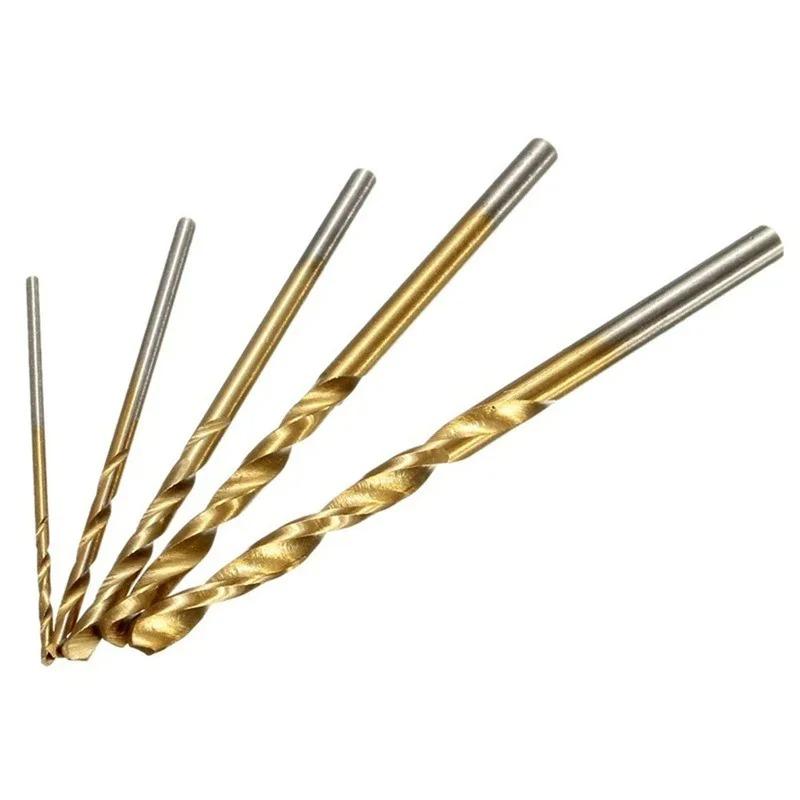 50Pcs 1/1.5/2/2.5/3mm Twist Drill Set Anti-rust Wear Protection High Speed Steel Titanium Coated Drill Bit Landin Drill Bit Set