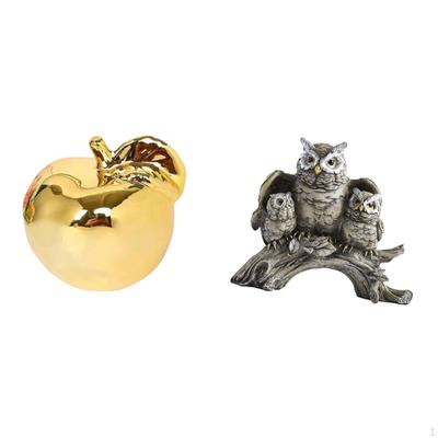 Fruit Owl Ceramic Sculpture Figurine Decoration Collection Craft Delicate Ornament Statue for