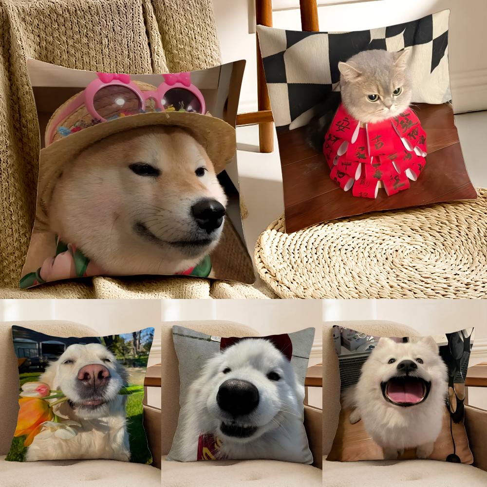 Happy Cute Puppy Smiling Sunshine Cushion Cover Pillowcase Antidustmite living Room Sofa Decor Cushion Room