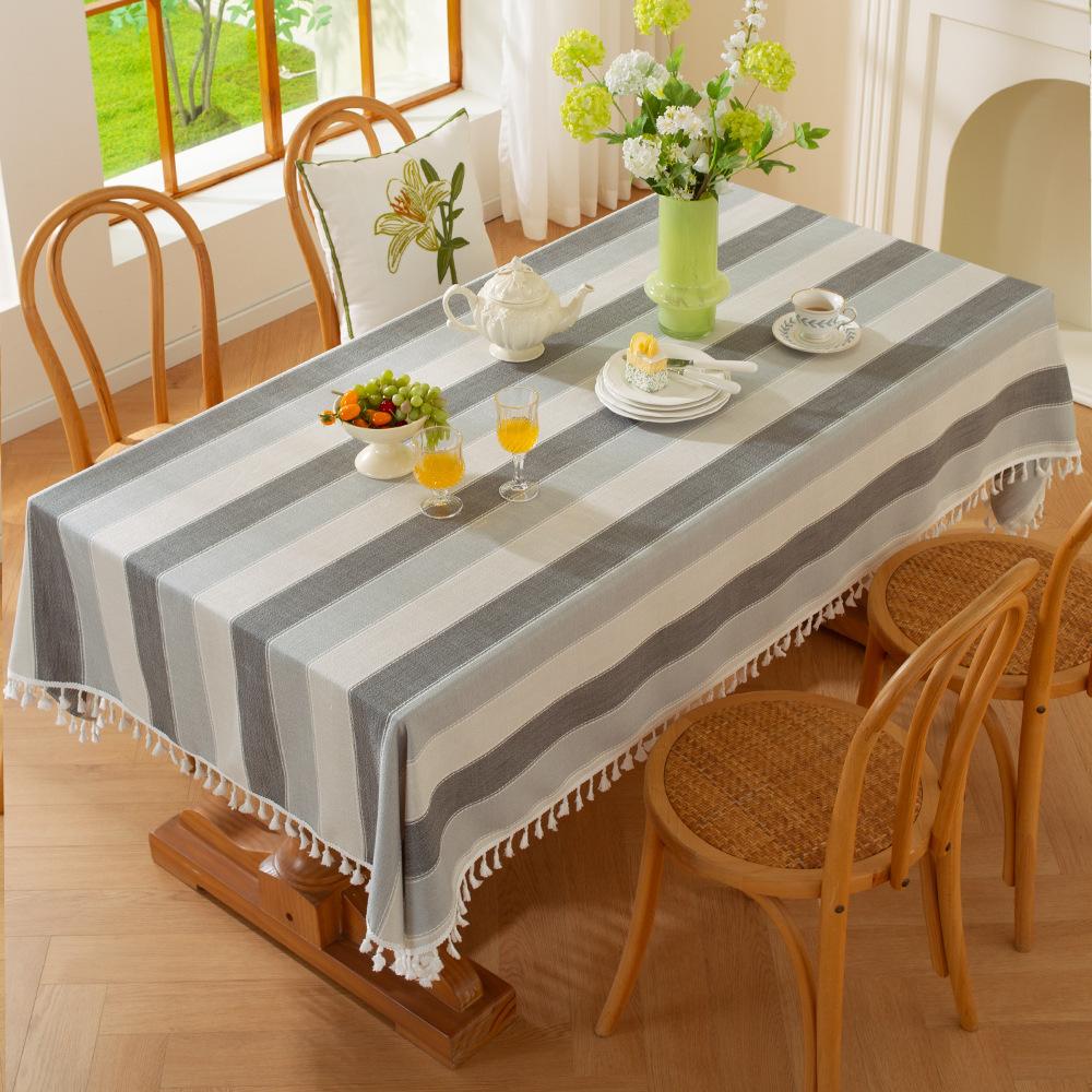 Striped Cotton And Linen Tablecloth, Living Room American Dining Table Mat, Rectangular Coffee Table Tablecloth, Simple, Small And Fresh