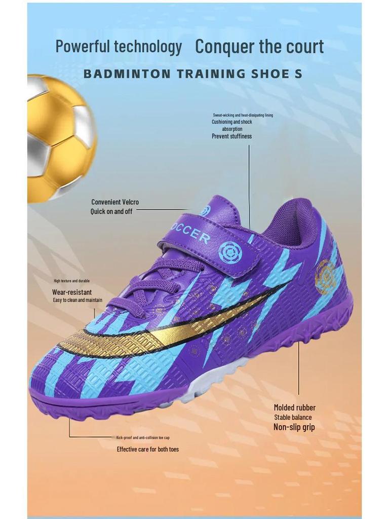 Velcro Lace-Free Soccer Shoes for Kids: Boys & Girls Training TF Studs