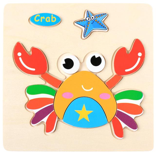 Baby Toys Wooden 3D Puzzle Cartoon Animal Vehicle Wood Jigsaw Puzzles Intelligence Montessori Educational Toys for Children