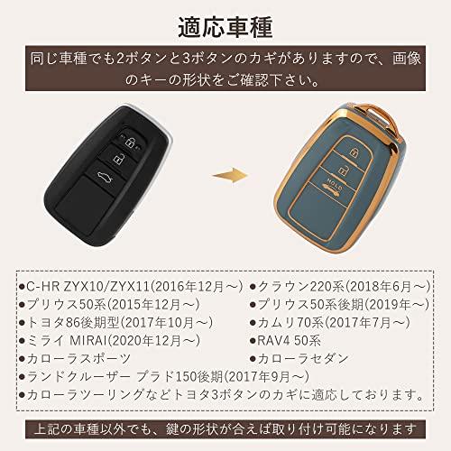 Futwod Key Cover 3 Buttons C-HR New Prius 50 Series Camry 70 Series Corolla Sport Corolla Sedan Crown RAV4 50 Series Mirai Key Holder Smart Key C