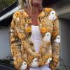 3D Digital Print Women's Cardigan Jacket - Autumn/Winter European & American Style Polyester