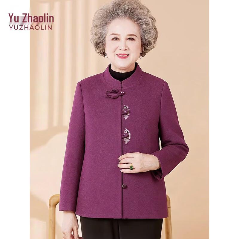 YUZHAOLIN Women's Elegant Festive Wool-Blend Elderly Coat