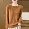 TIFICY Women's Fashion Casual Fall Winter Solid Color Print Long Sleeve O-Neck Sweaters