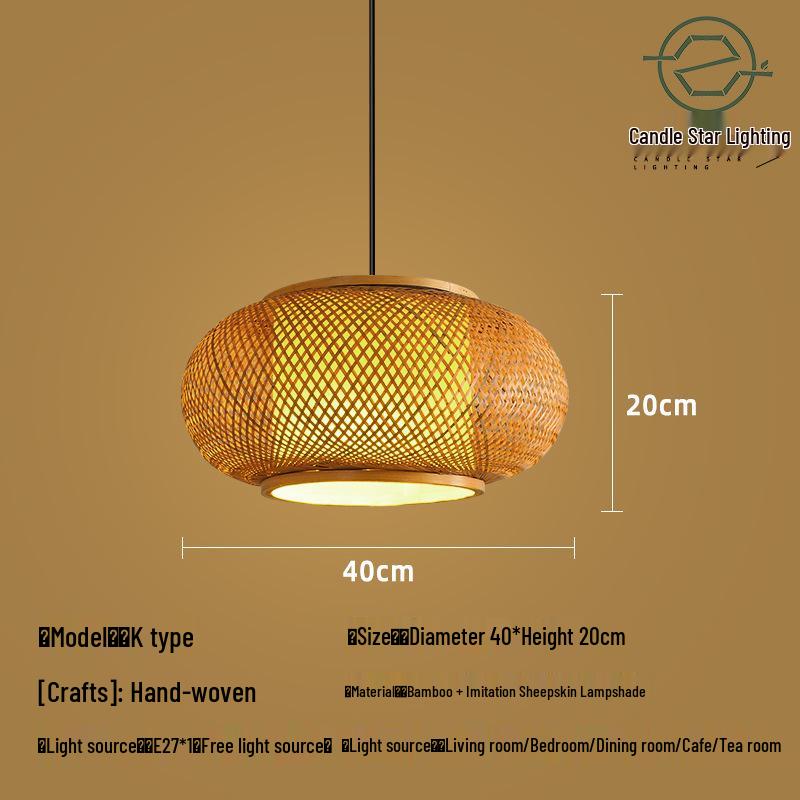 Zen Style Bamboo Rattan Pendant Light for Tea Rooms and Restaurants