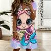 Ladies V Neck Retro Botanical Printed Plus Size Dress Summer Short Sleeve Loose Tunic