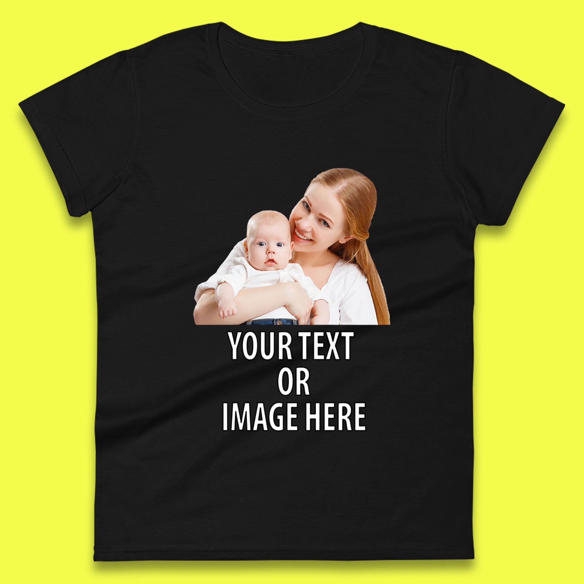 Personalized Custom Text Or Image Here, Custom Photo, Custom Business Logo, Add Your Own Text Customizable Womens Tee T Shirt Mens Tops Unisex Top L
