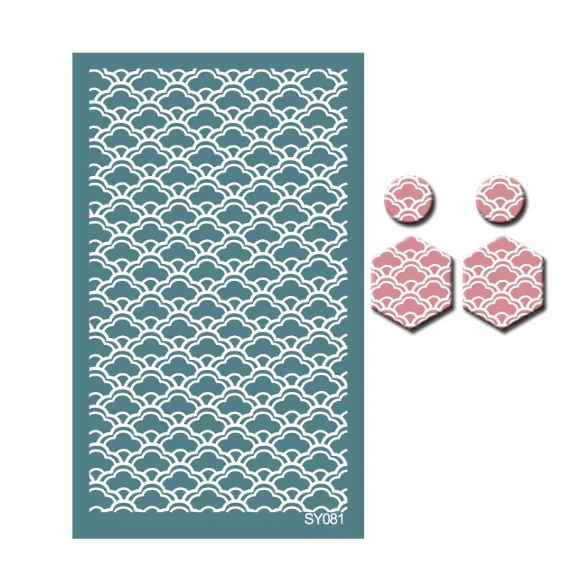 Polymer Clay Coloring Silk Screen Stencil Reusable Line Pattern Printing Clay Stamps DIY Earrings Jewelry Making Pottery Tools