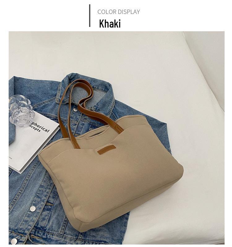 Dámská minimalistická velká taška - Vícekomorová kabelka přes rameno do ruky, Nové letní plátno na dojíždění