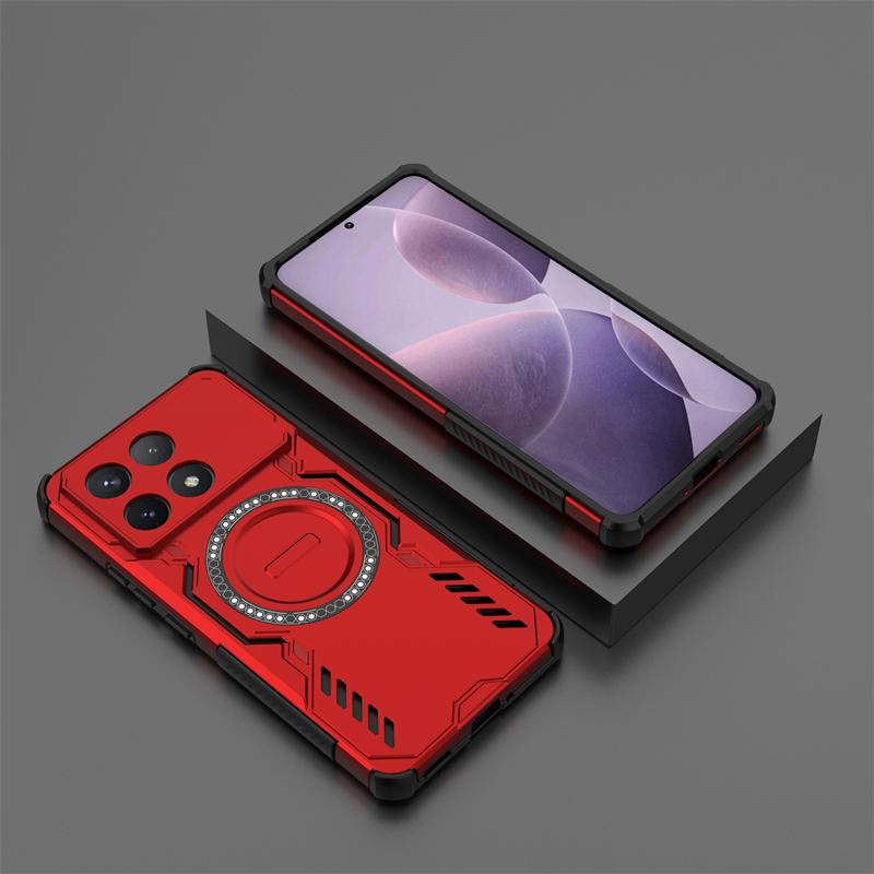 Armor Case For Xiaomi Poco F6 Pro Magnetic Adsorption Wireless Charge Back Cover Poco F6 F7 Pro X6 Pro Case For Poco F6 Pro Case
