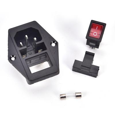 Nwe 3 Pin AC Inlet Male Plug Power Socket With Fuse Switch 10A 250V 3Pin