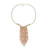 Layered Tassel Beaded Alloy Necklace Women Long Statement Chain With Geometric Pendant Gold/ Lightweight Fashion