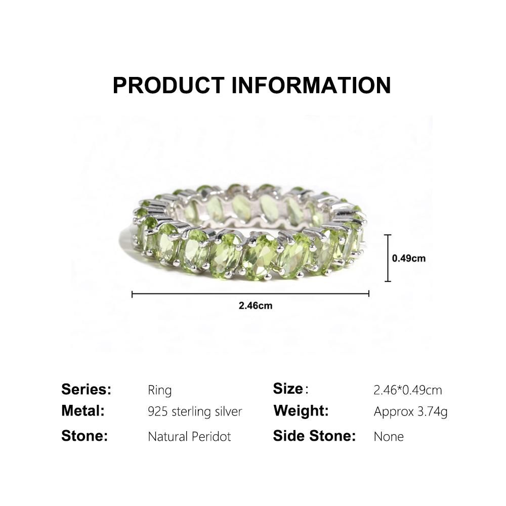 Light Luxury 925 Sterling Silver Elernity Ring Natural Peridot Oval 3*5mm Real Gemstone Fine Jewelry for Women Party and Engagement Gifts