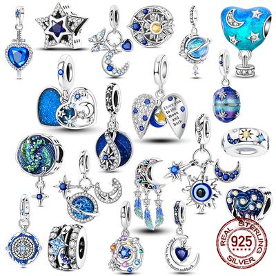 Amulety Szczęśliwa Gwiazda Miedziana Błyszcząca Gwiazda Serce Koraliki Amulety Wisiorek Pasuje do Oryginalnej Bransoletki Prezent Dla Kobiet Prezent