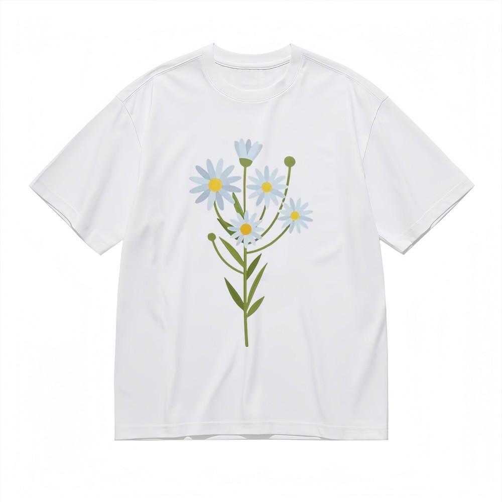 Men's Comfortable Breathable Classic T-Shirt Minimalist Light Blue Floral Tops