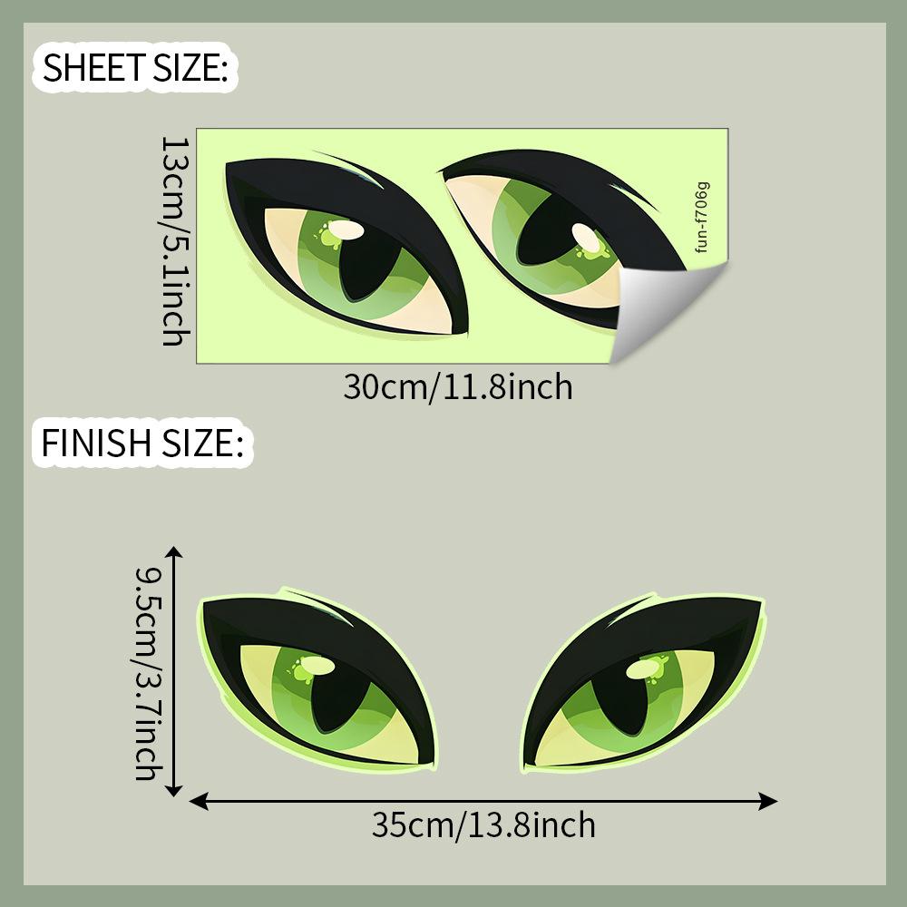Luminous Green Eyes Bathroom Toilet Home Background Beautification Sticker