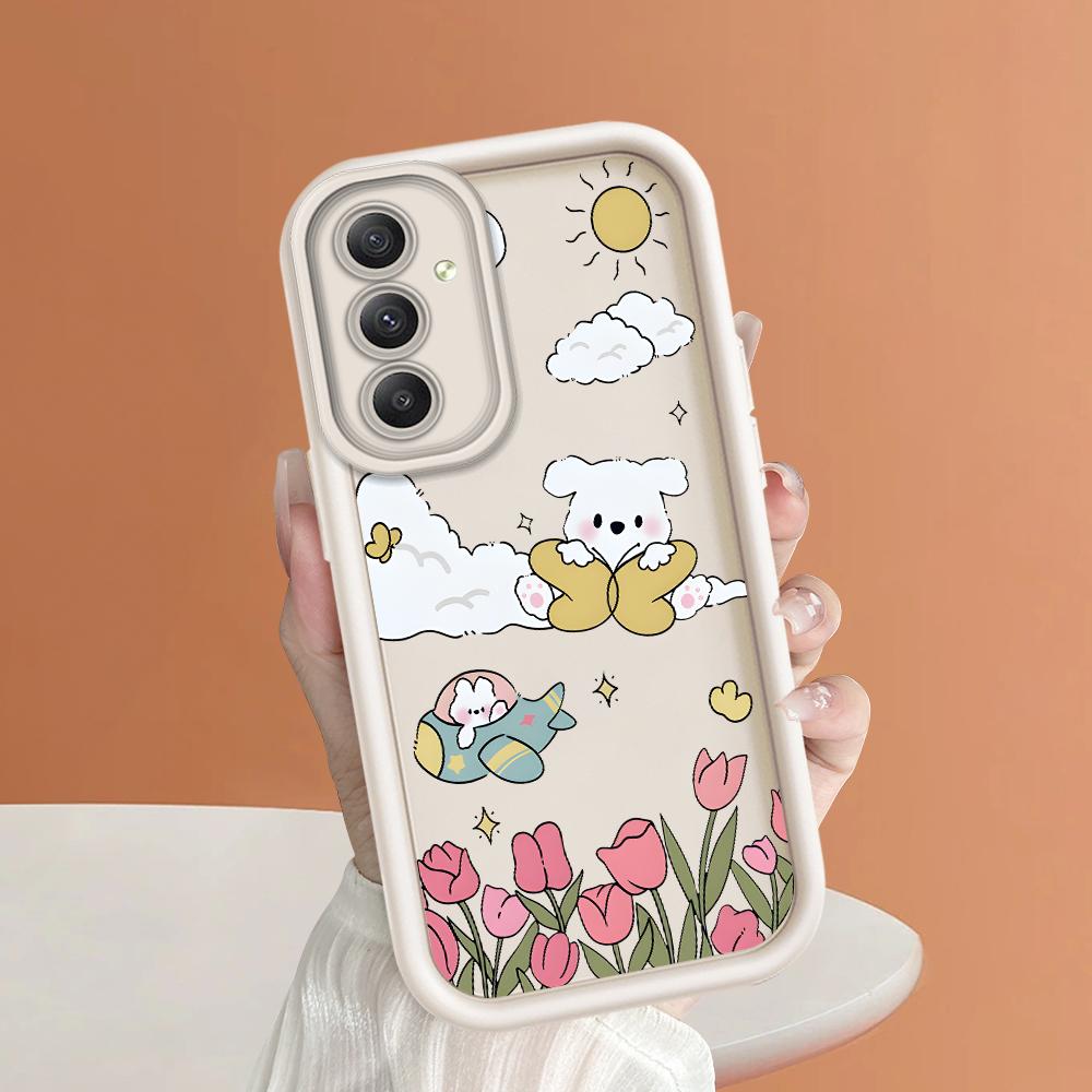 

Мягкий силиконовый квадратный чехол с рисунком лестницы для телефона, полное покрытие, противоударный защитный резиновый чехол для камеры для Samsung Samsung F22 белый