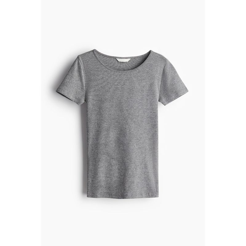 

HM Women s T-shirt Autumn Soft and Simple Casual and Comfortable Rib Basic Short Sleeve Tops 1235366
