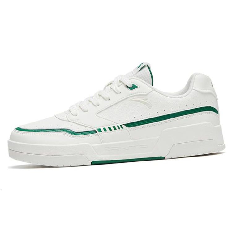Anta Confortable Polyvalent Antidérapant Absorption des Chocs Résistant à l'Usure Chaussures de Skate Basses Homme Baskets Blanc Ivoire Vert Pin 912318062-1