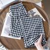 2026 Summer Women's Ice Silk Black and White Plaid Casual High-Waisted Slimming Drapey Trousers