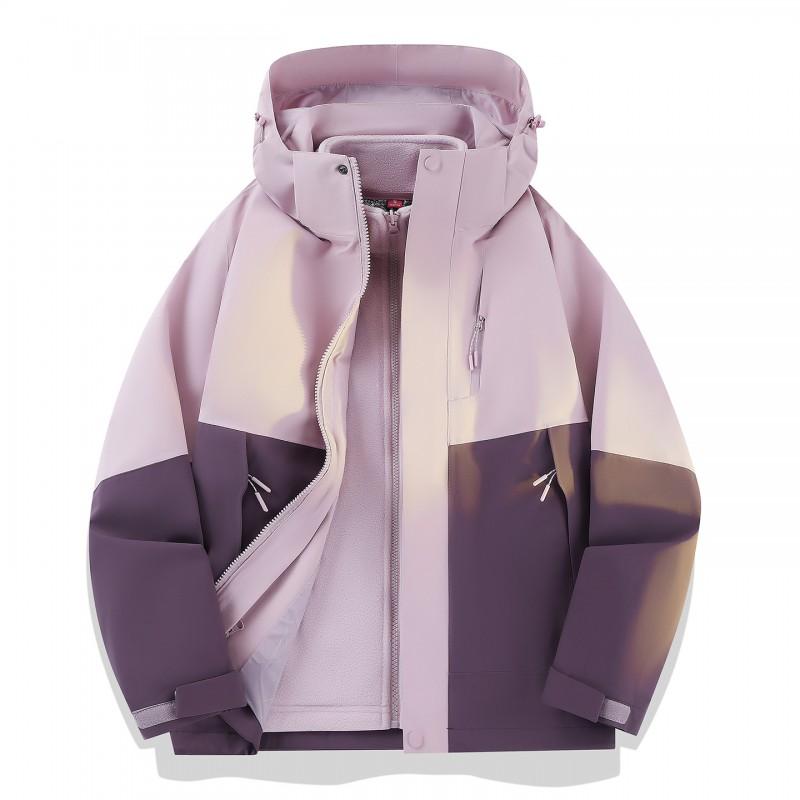 Men Women Waterproof Windproof Outdoor Shell Jacket With Removable Down Insulated Liner 3-in-1 Hooded 2-Piece Set Hiking