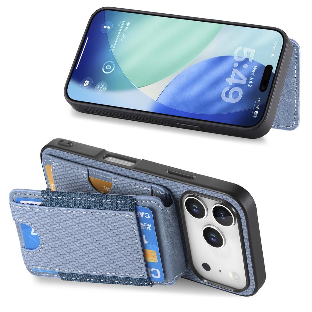 For iPhone 17 Pro Case with Card Holder Kickstand Leather Back Cover