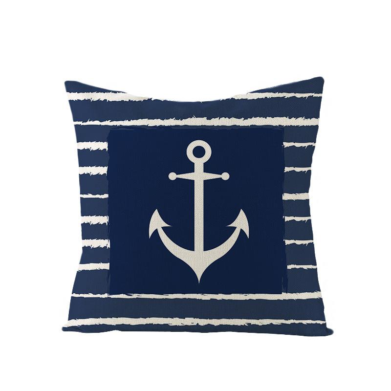 Nordic Retro Polyester Printed Pillow Cover Blue Anchor Animal Sofa Cushion Pillow Cover Home Furnishings