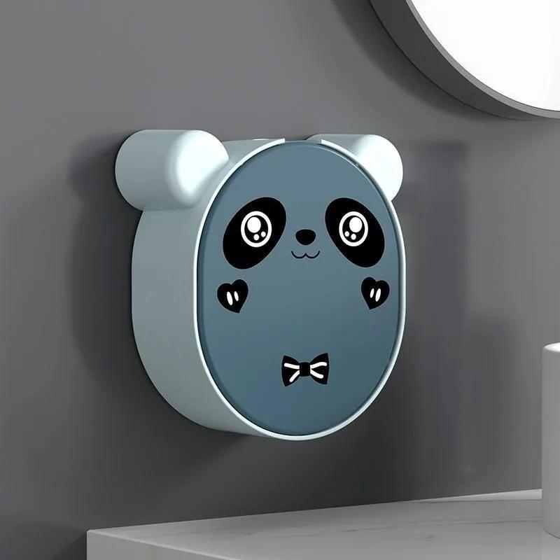 Flip Up Soap Rack Cute Cartoon Drain Toilet Wall Mounted No Drilling Convenient Wall Mounted Soap Storage Rack Panda Soap Box YLE580