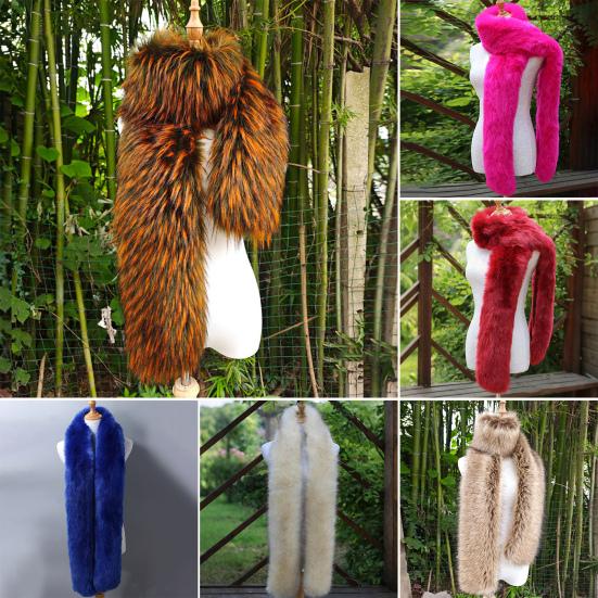 Women Long Scarf Solid Color Thickened Scarf Imitation Fox Fur Versatile Soft Scarf Winter Outdoor Wear