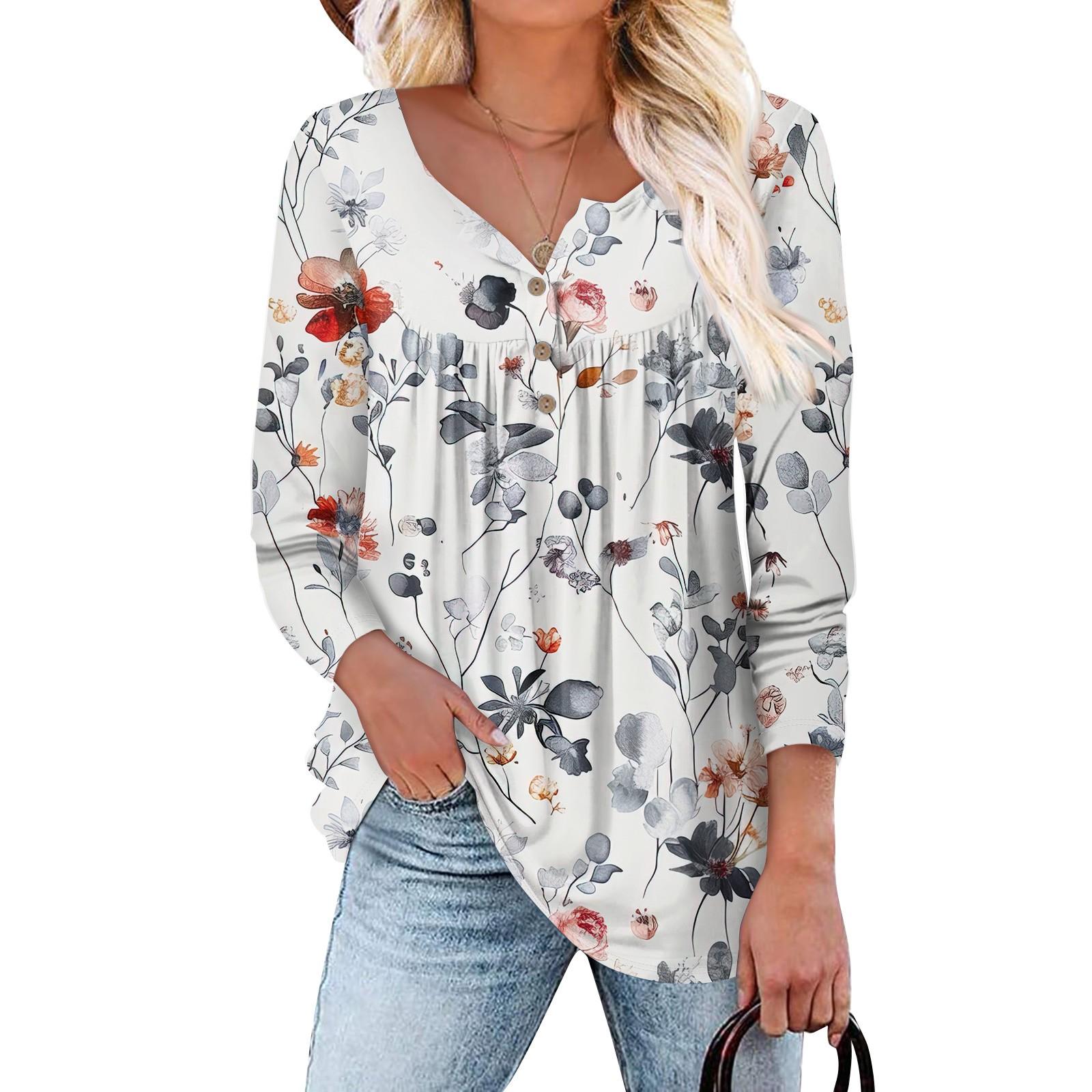 

Летняя женская мода, повседневная блузка с круглым вырезом и рукавами 3/4, пуловер с принтом XL белый