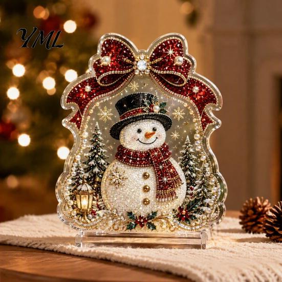 Seasonal Home Table Decorations Christmas Faux Diamond Painting Tabletop Ornaments, Beginner-Friendly DIY Acrylic Rhinestone Art Xmas Party