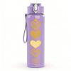 1PC Stack Golden Heart Silhouette 750ml Color Plastic Sports Water Bottle Leakproof Flip Straw Lid For Sports Office Home Use