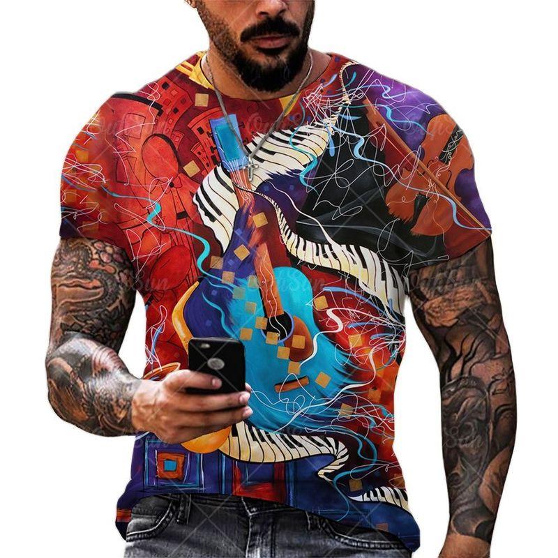 

Мужская футболка 3D принт гитара музыка футболка с коротким рукавом повседневная носка трендовый принт модная повседневная футболка с круглым вырезом 6XL