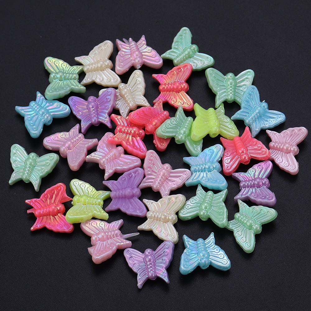 100/200pcs Acrylic Beads Plated Color Butterfly Bow Loose Beads For Jewelry Making DIY Bracelets Necklace Earrings Accessories