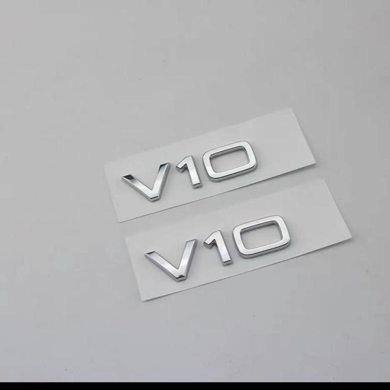 V10 Chrome Logo for Audi TT RS7 SQ5 A8L Letter Number Emblem Glossy Black Car Styling Fender Side Trunk Badge Logo Sticker