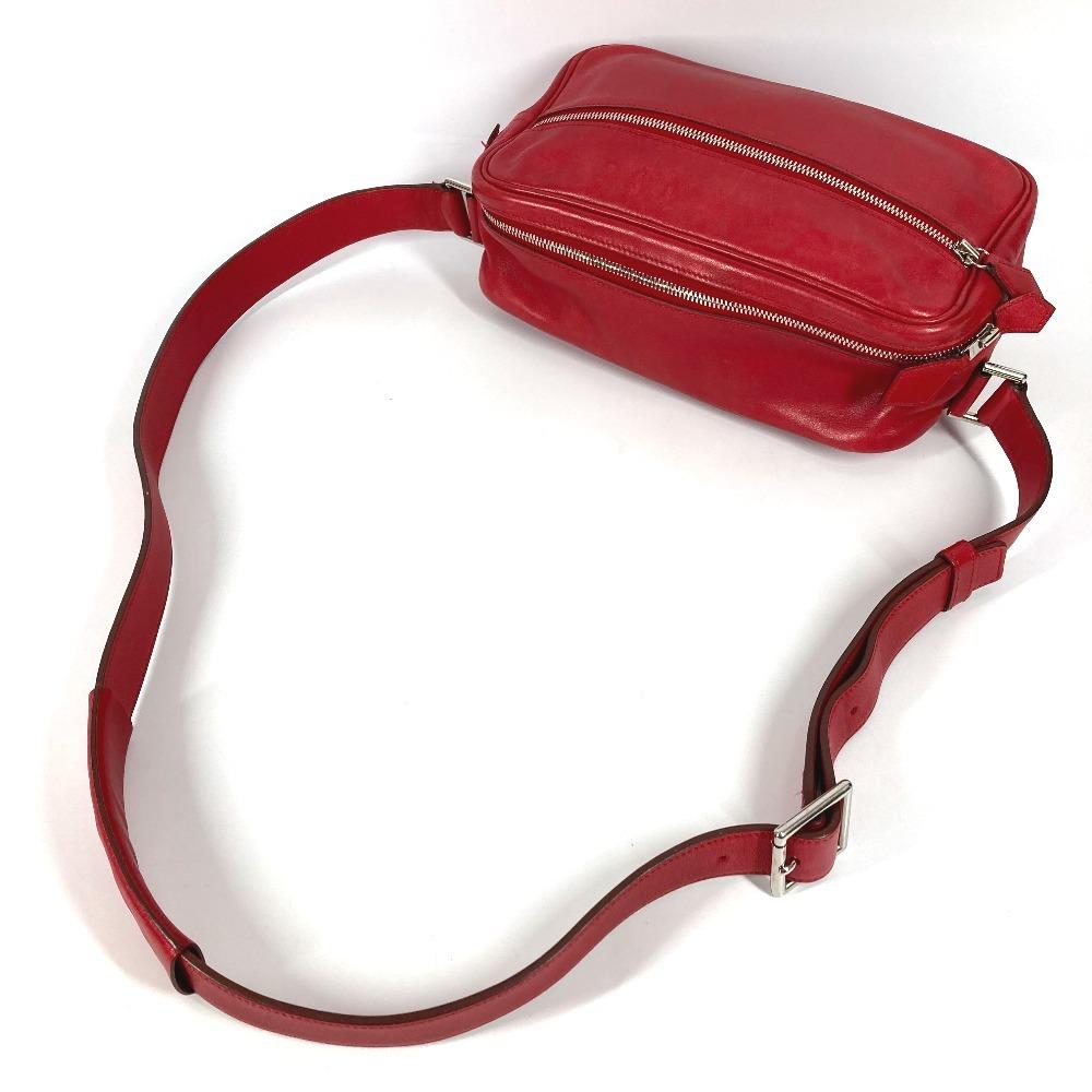 HERMES Van Quatre PM Crossbody Pochette Shoulder Bag Leather Red