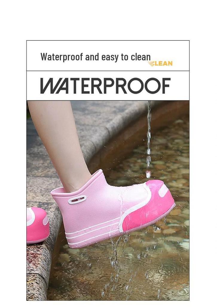 Trendy Waterproof Retro Dad Style Ankle Rain Boots - Non-Slip, Wear-Resistant, All-Season High-Top Footwear