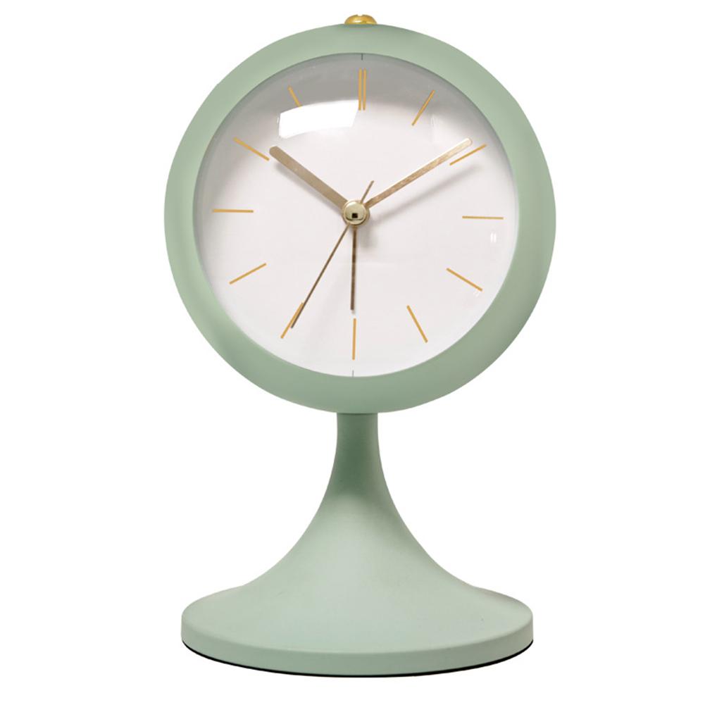 Elegant Design Alarm Clock Silent Clock Trumpet Clock Luminous Clock Curved Glass Front Electroplated Metal Pointer