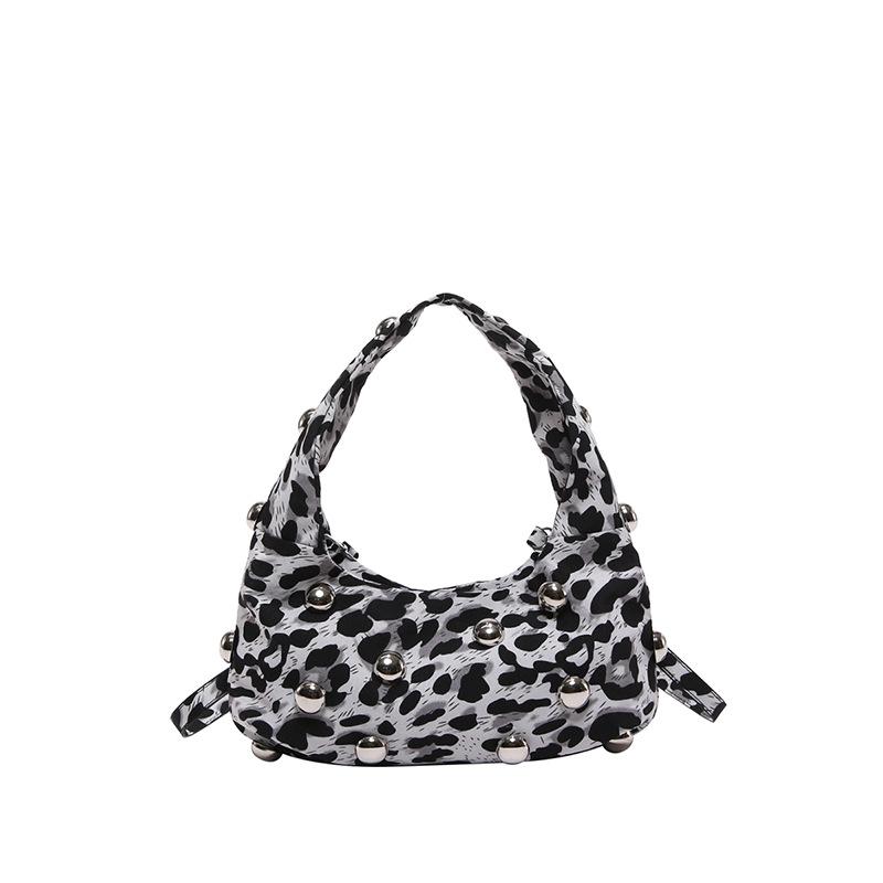 Fashion Leopard Print Women's Shoulder Crossbody Bag Rivet Women's Axillary Bags