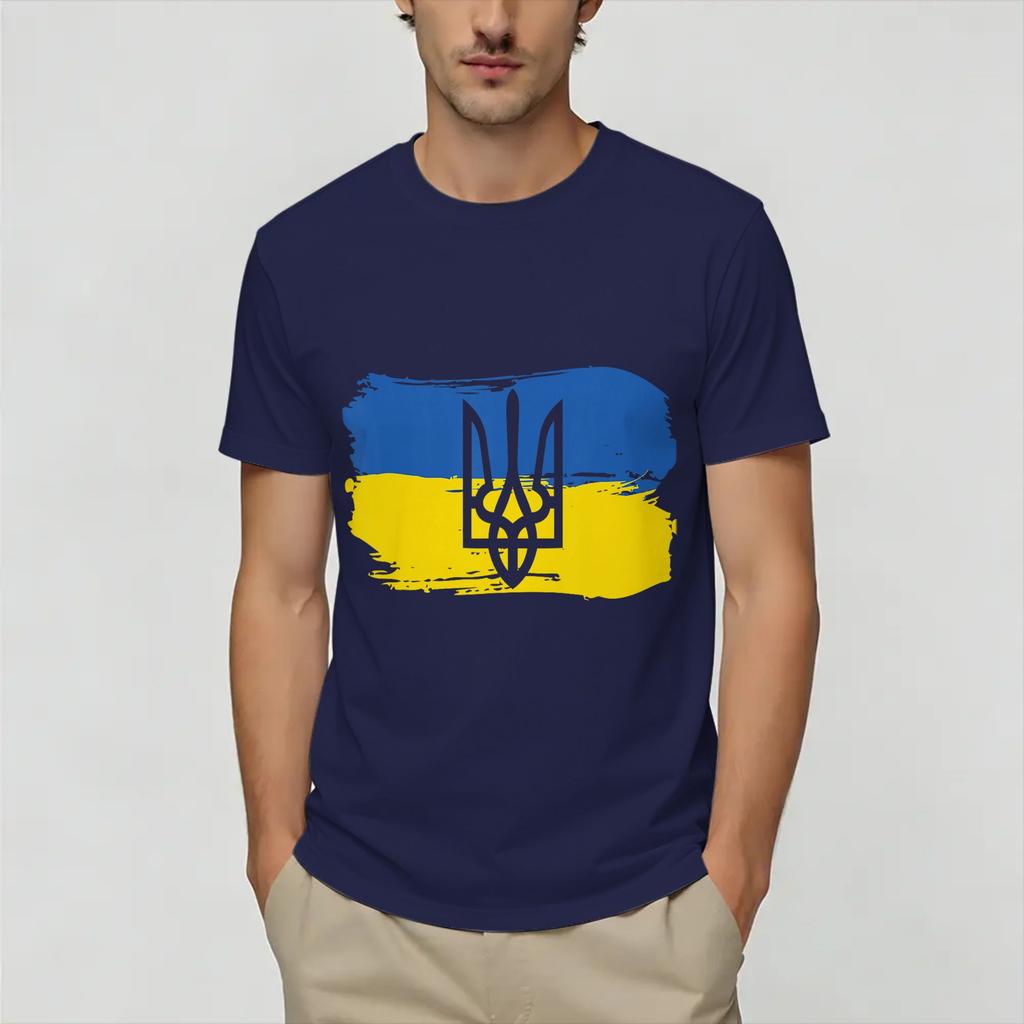 Ukraine Ukrainian Flag T Shirt for Unisex Cotton Funny TShirt O Neck Tees Short Sleeve Clothes Big Size