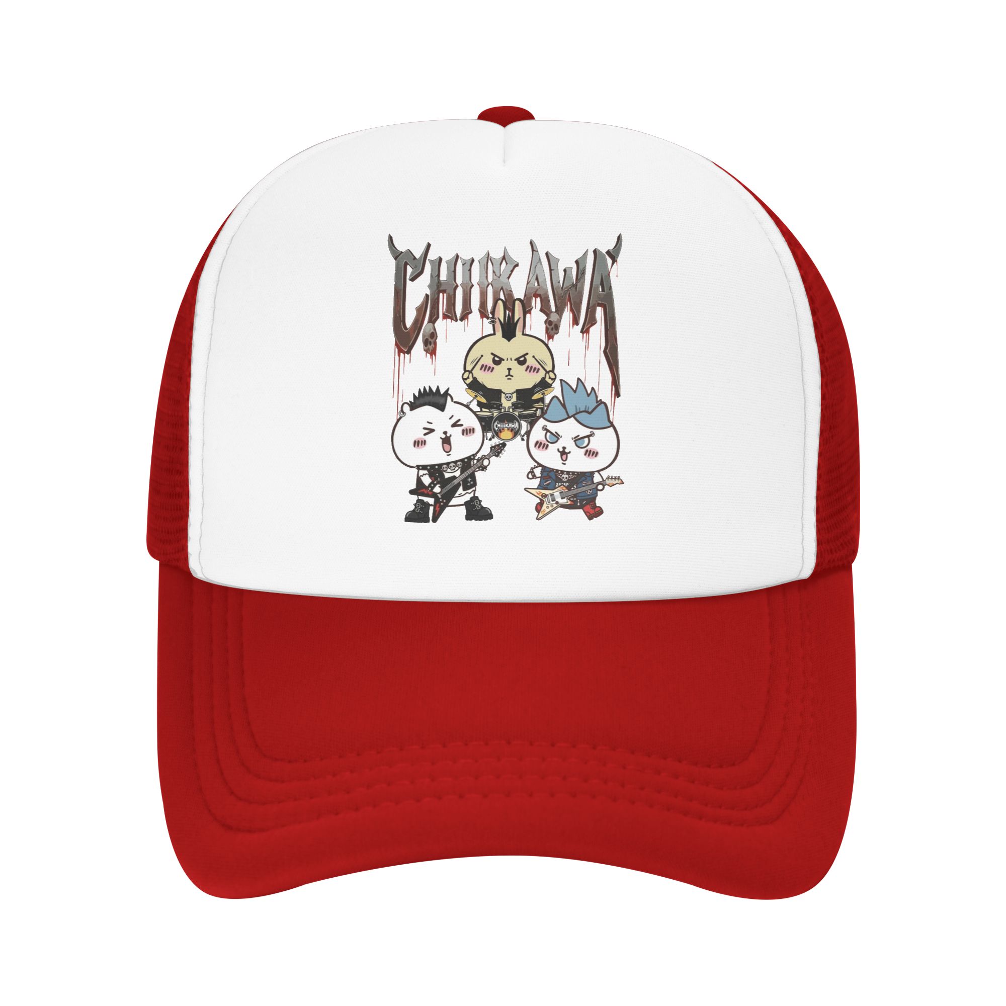 Chiikawas Rock Band Trucker Cap Adult Outdoor  Hats Trucker Hat Trucker Cap Adjustable Snapback Caps Mesh Baseball Cap Autumn One Size