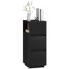 Slim Bedside Table, Narrow Bedside Cabinet with Open Shelf and 2 Drawers for Bedroom, Living Room, Black
